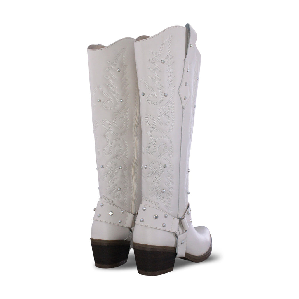 Bota Alta Vaquera Mujer 96540 Piel Marfil
