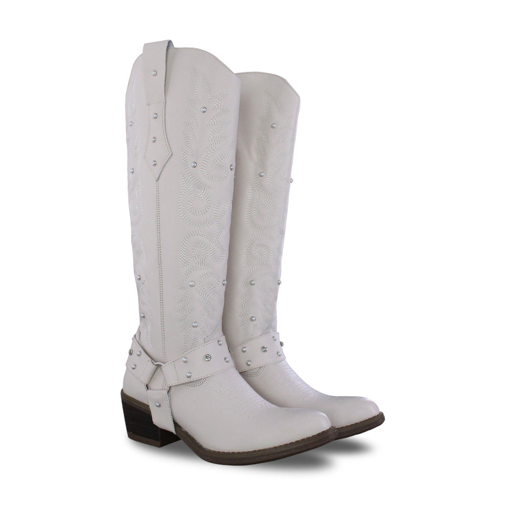 Bota Alta Vaquera Mujer 96540 Piel Marfil