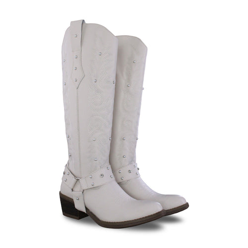 Bota Alta Vaquera Mujer 96540 Piel Marfil