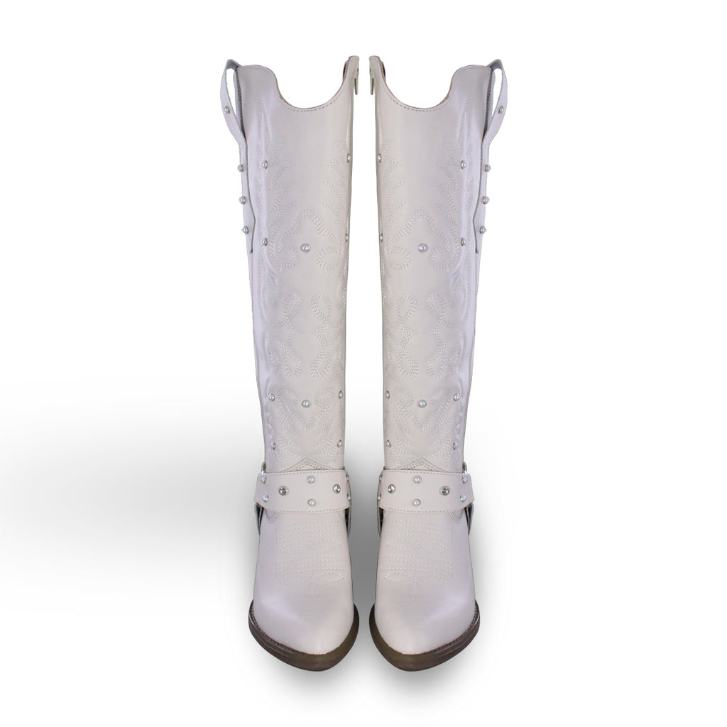 Bota Alta Vaquera Mujer 96540 Piel Marfil