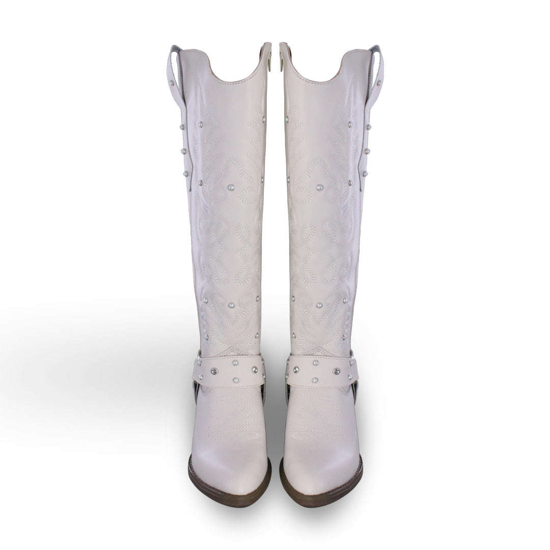 Bota Alta Vaquera Mujer 96540 Piel Marfil