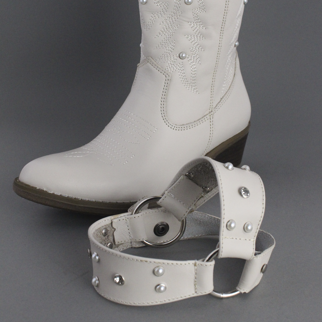Bota Alta Vaquera Mujer 96540 Piel Marfil