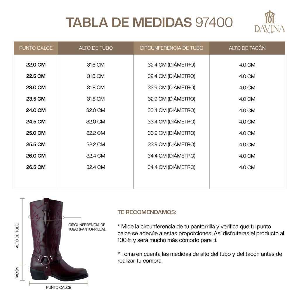 Bota Vaquera Mujer 97400 Davina Piel Negra