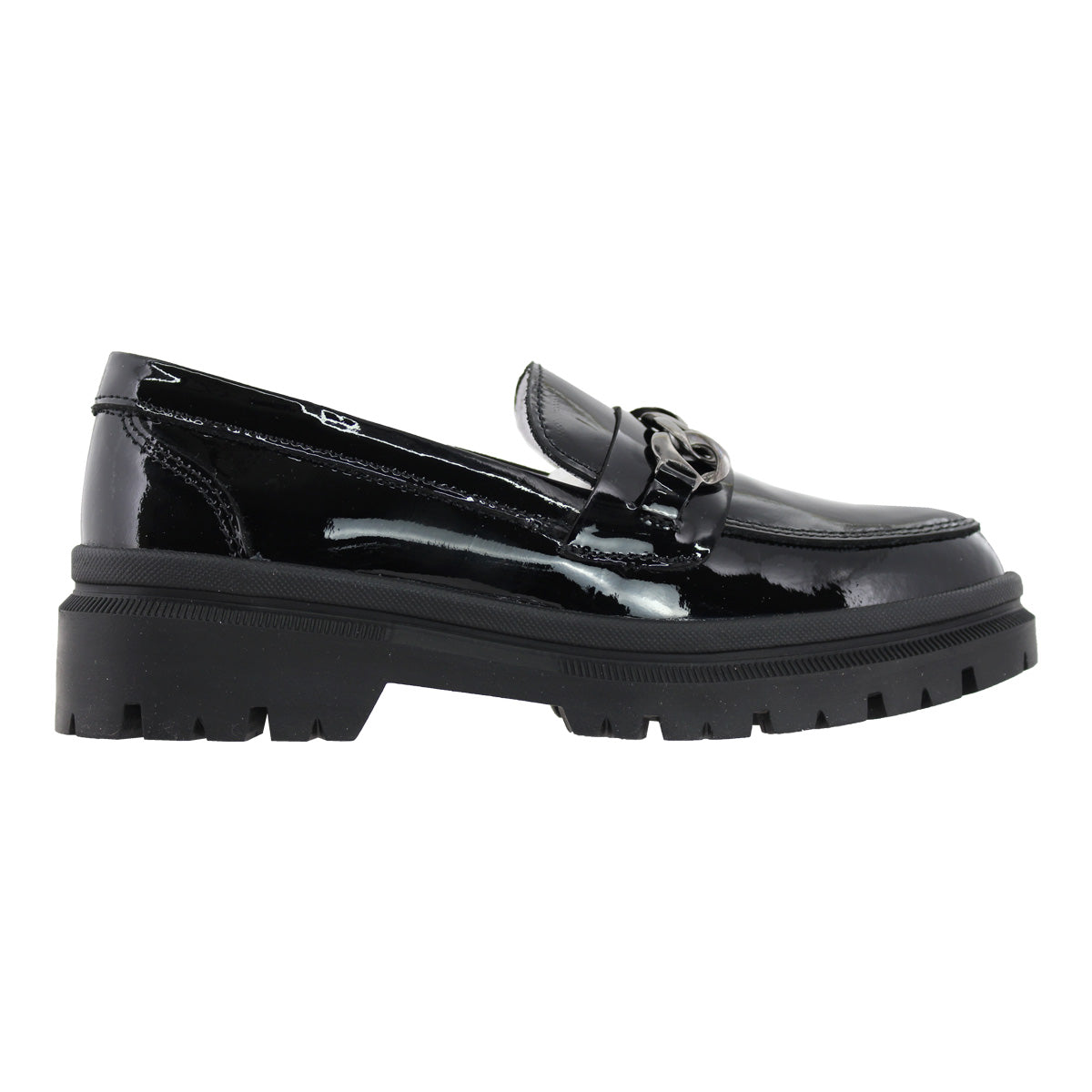 Mocasín de Mujer 9973 Charol Davina Negro con Correa