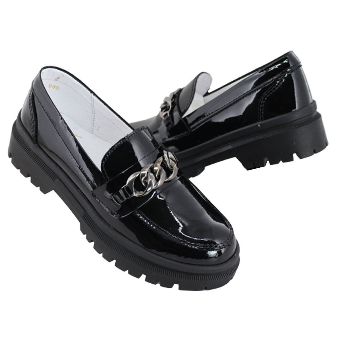 Mocasín de Mujer 9973 Charol Davina Negro con Correa