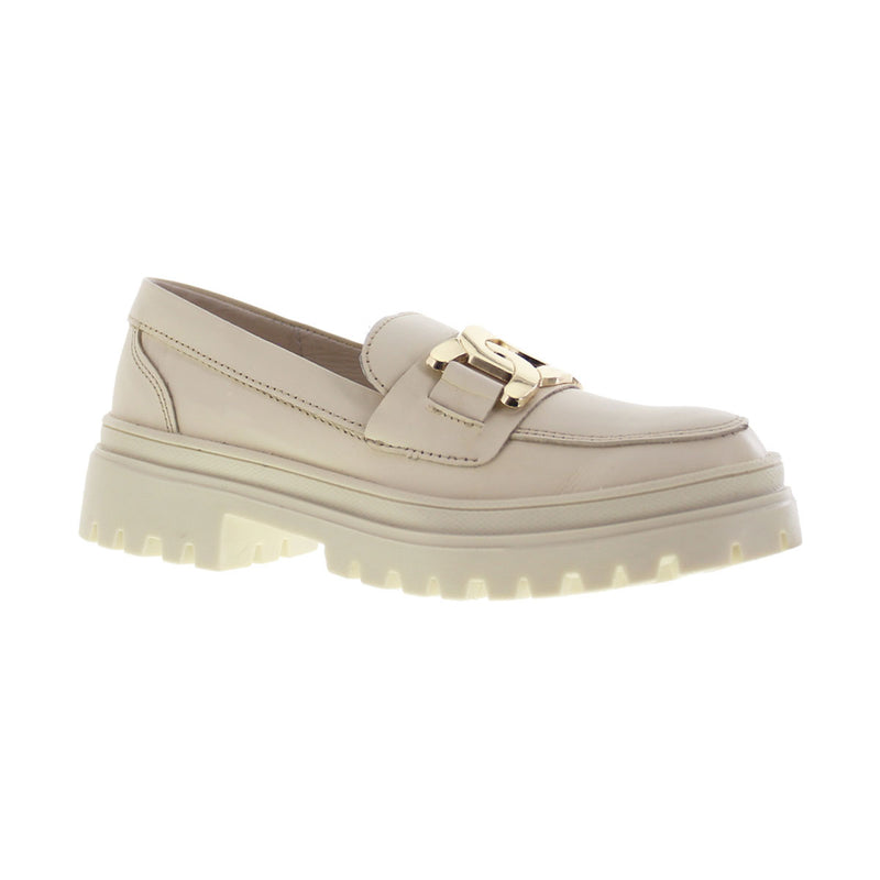 Mocasín Mujer 9974 Davina Piel Beige con Herraje Dorado