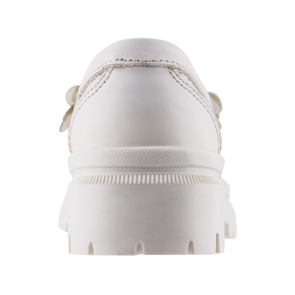 Mocasín de Mujer 9978 Piel Marfil con Flores