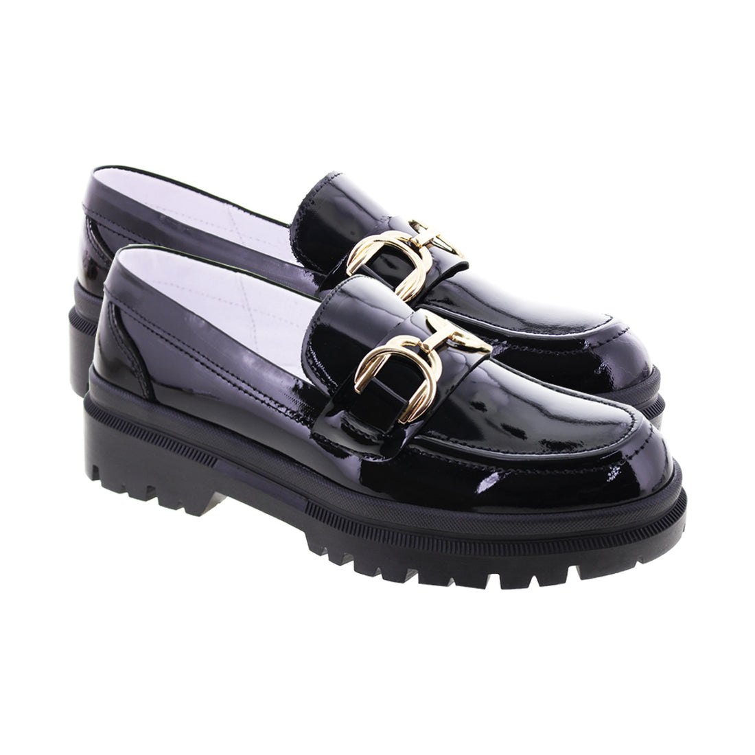 Mocasín de Mujer 9982 Davina Charol Negro con Hebilla