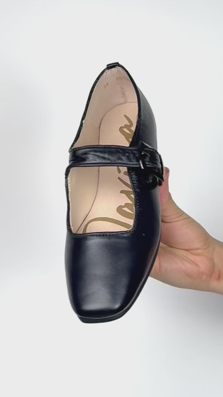 Balerina Niña 30150 Davina Piel Negro con Hebilla