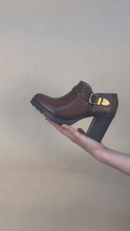 Bota de Mujer 90004 Davina Piel Café con Tacón