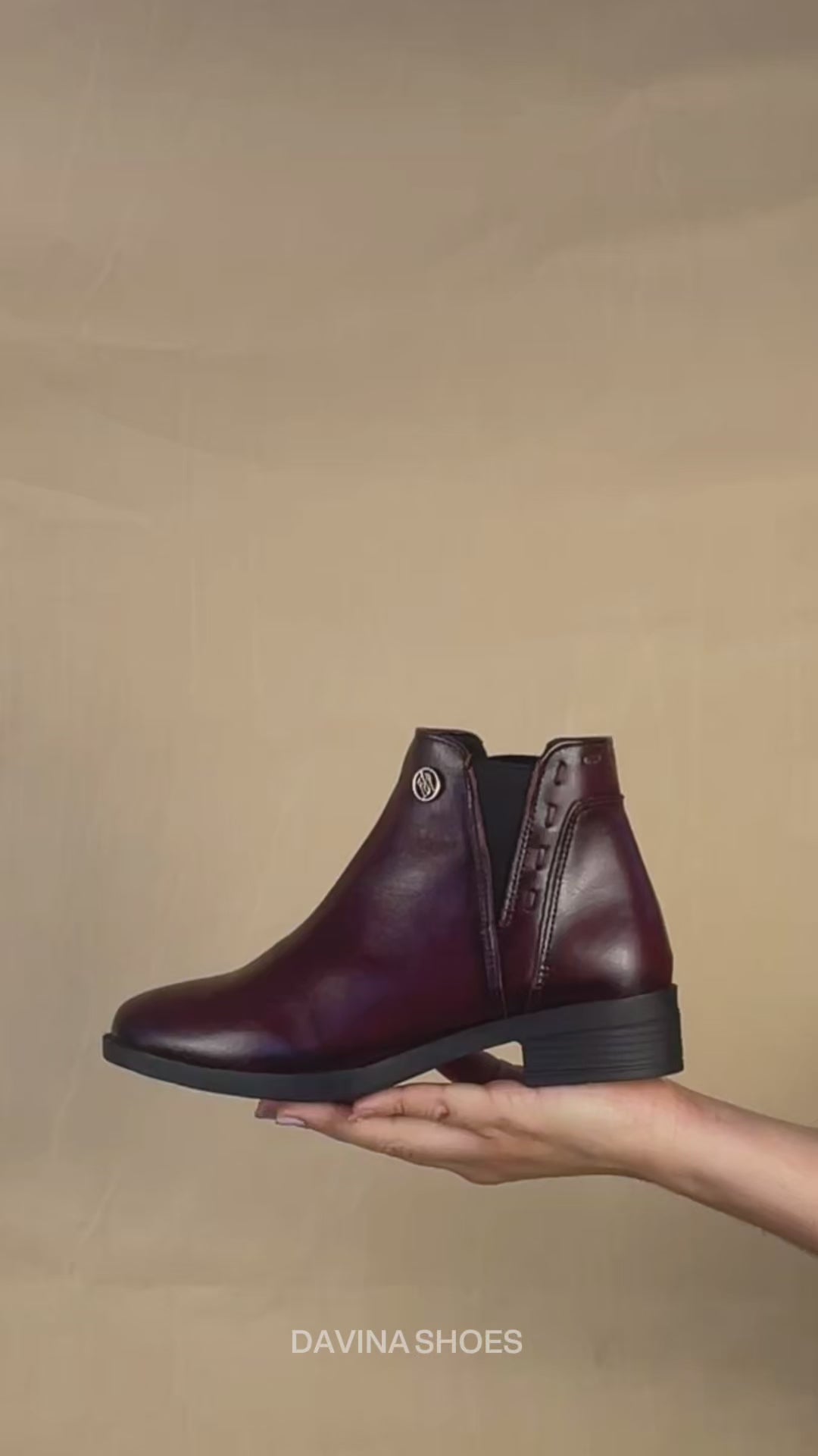 Bota de Mujer 74166 Davina Piel Vino con Elástico