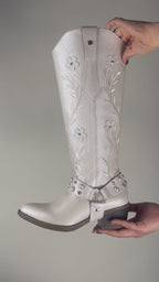 Bota Alta Vaquera Mujer 96539 Piel Marfil