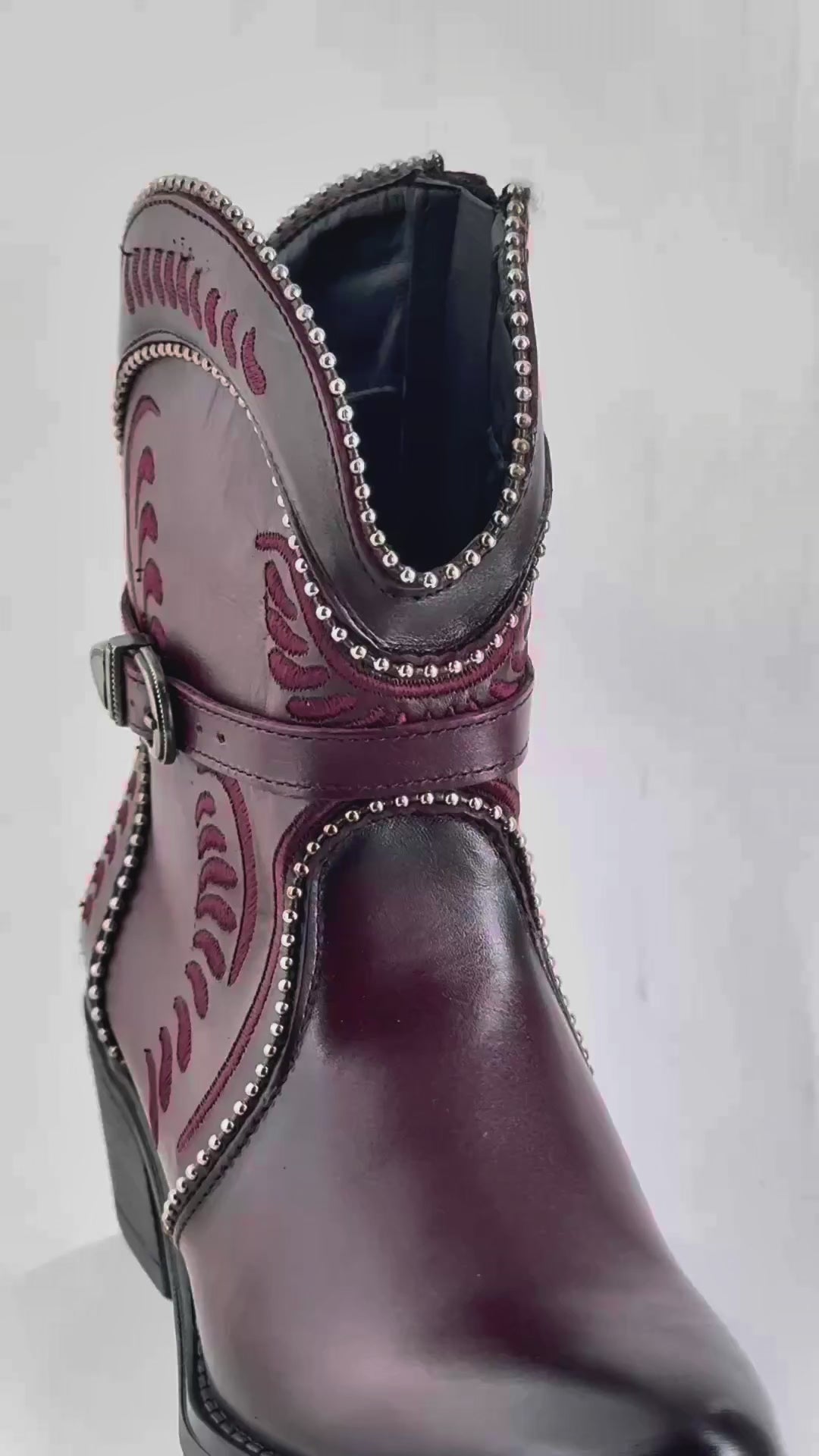 Bota Vaquera Mujer 96150 Piel Vino