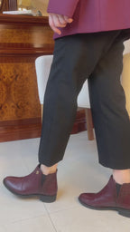 Bota de Mujer 74166 Davina Piel Vino con Elástico