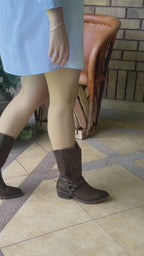 Bota Vaquera Dama 96390 Piel Davina Café Oscuro