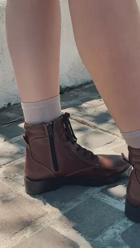 Bota Mujer 72700 Davina Piel Café con Cinta