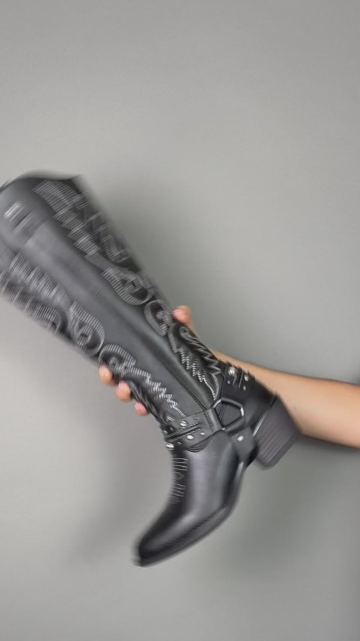 Bota Vaquera Alta de Mujer 96532 Davina Katia Negro