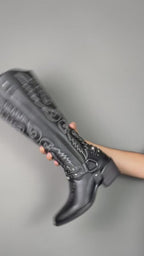 Bota Vaquera Alta de Mujer 96532 Davina Katia Negro